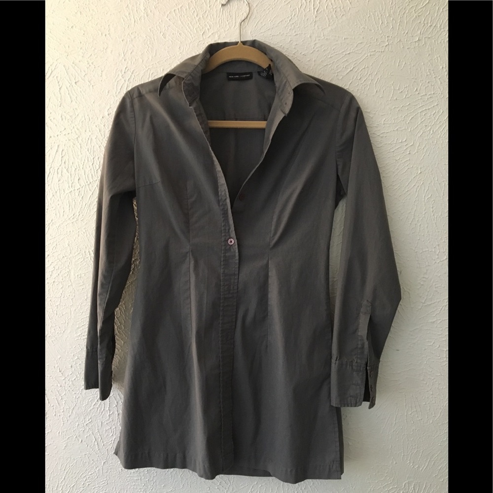 New York & Company Tunic Button Down Blouse